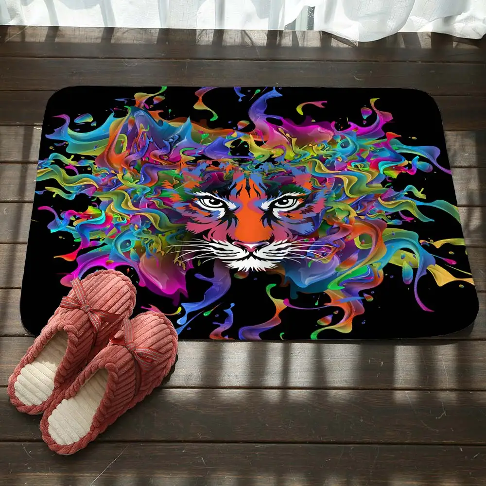 Окрашенные леопардовые Придверные коврики черные для гостиной спальни Декор