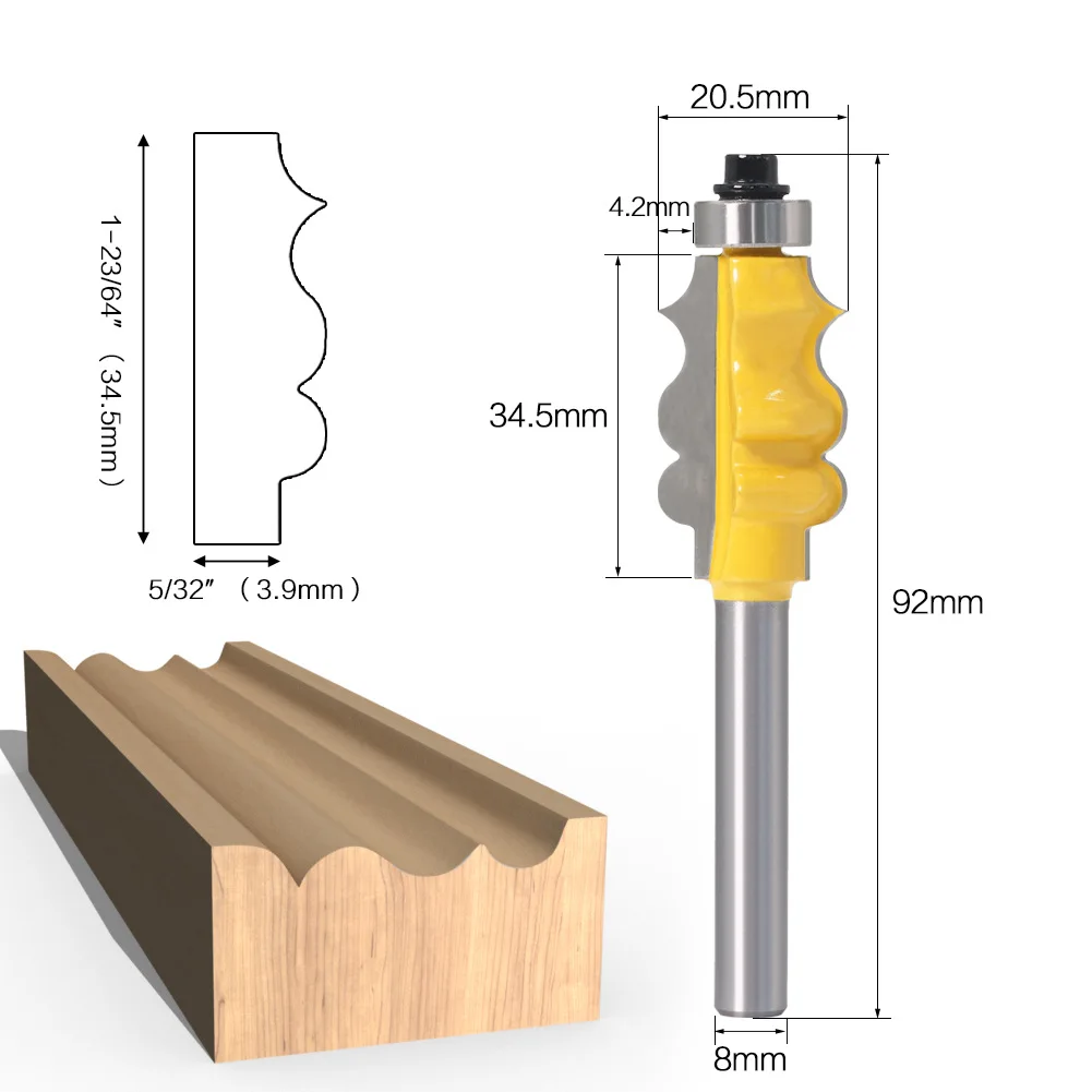 Набор фрез для работ по дереву комплект из 3 насадок 8 мм с хвостовиком|Фреза| |