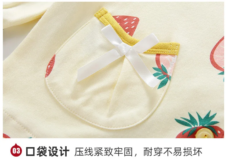 100% хлопок Детские комплекты с длинными рукавами и оборками Домашняя одежда