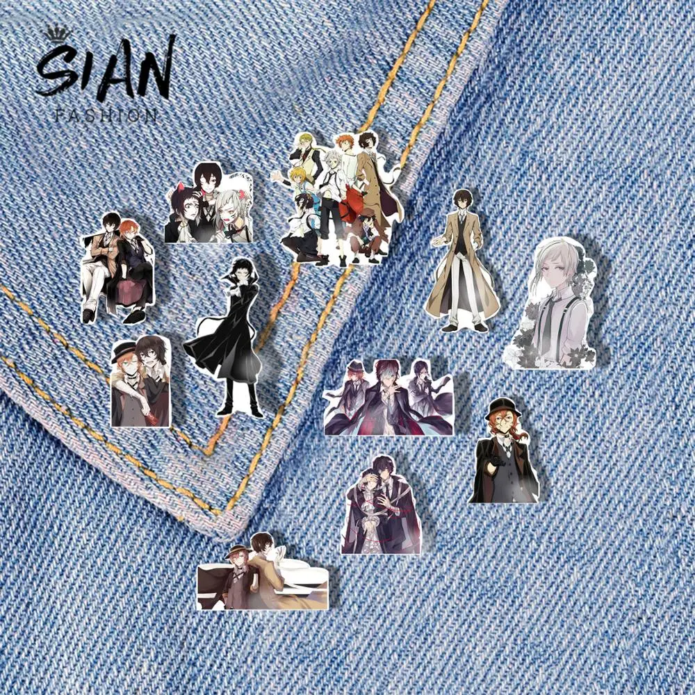 

SIAN Japanese Anime Bungou Stray Dogs Brooches Pins Acrylic Brooch Art Photo Pin Cartoon Badges Denim Jackets Shirt Accessories