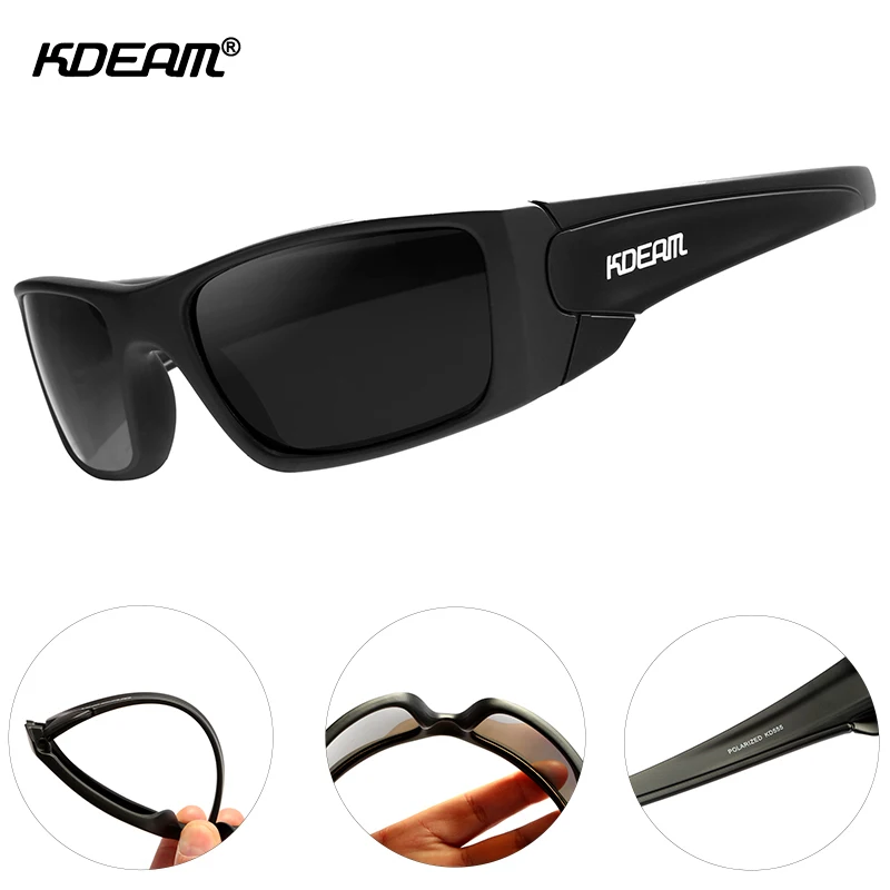 Мужские прямоугольные поляризационные солнцезащитные очки KDEAM Брендовые