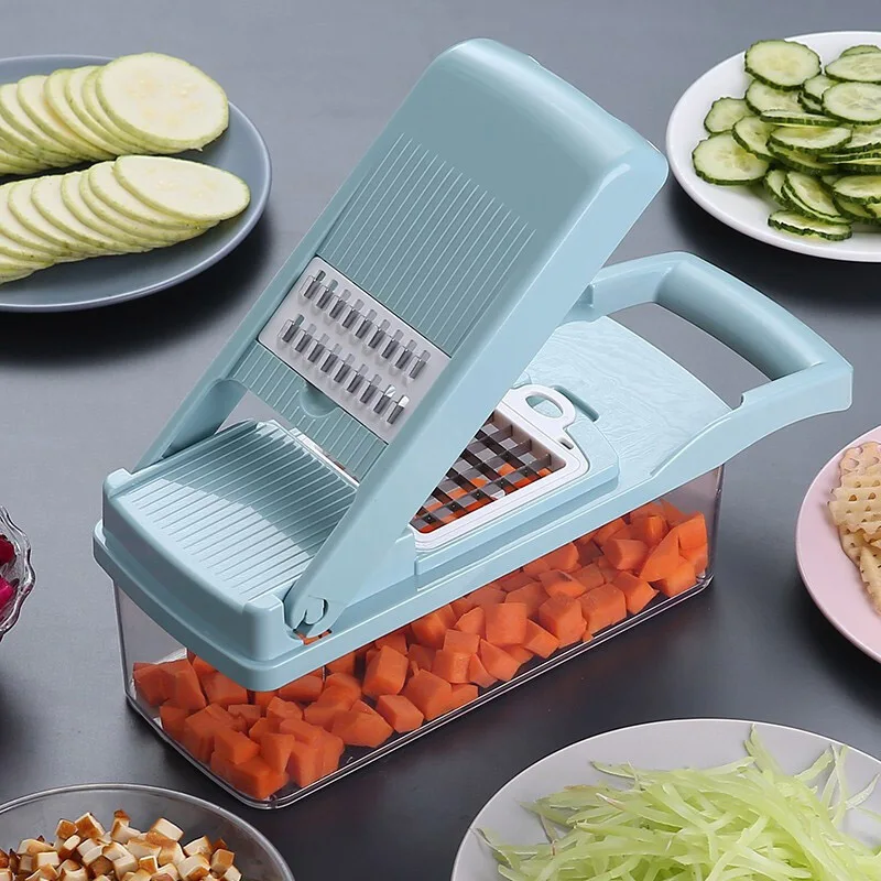 Kitchen Accessories - Multifunctional Vegetable Cutter Slicer & Fruit Potato Peeler with Carrot Grater - Basket Vegetable Slicer Shredders image 4