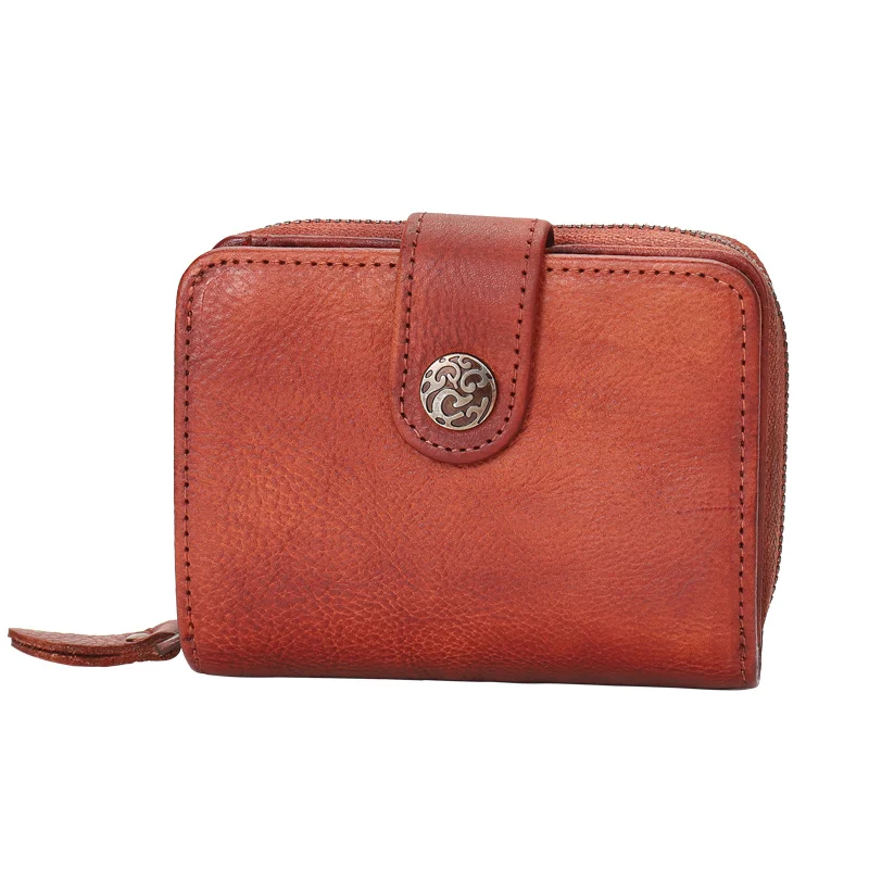 2019 Vintage Women Clutch Wallets Genuine Leather Multiple Cards Hold Female Purse With Zipper Coin Pocket