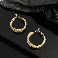 s925 needle women jewelry cross weaving hoop earrings popular design hot selling golden plating for women earrings party gifts