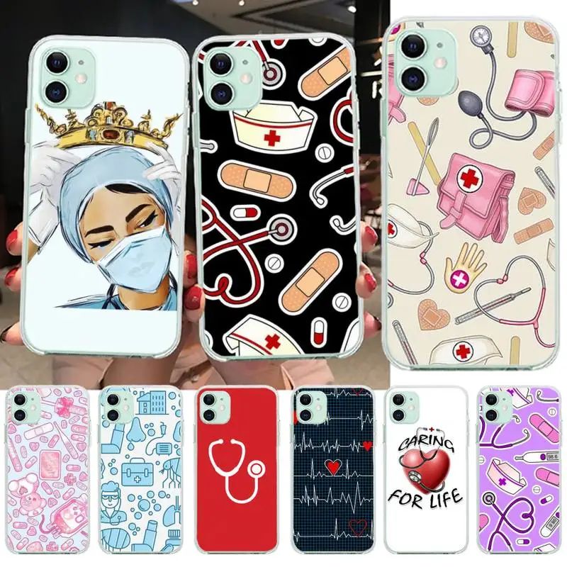 

YJZFDYRM Nurse Medical Medicine Health Heart Custom Soft Phone Case for iPhone 11 pro XS MAX 8 7 6 6S Plus X 5S SE 2020 XR cover