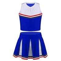 kids girls jazz dance clothes cheerleader costume outfit sleeveless crop top with pleated skirt set for school stage performance