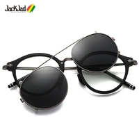 jackjad steampunk vintage round style polarized sunglasses clip on lens removable brand design sun glasses oculos de sol gt275