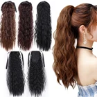 AOSI 22 дюйма длинные Кукуруза кудрявая волосы конский хвост для женщин наращивание волос на клипсе синтетический шнурок хвост пони черный коричневый