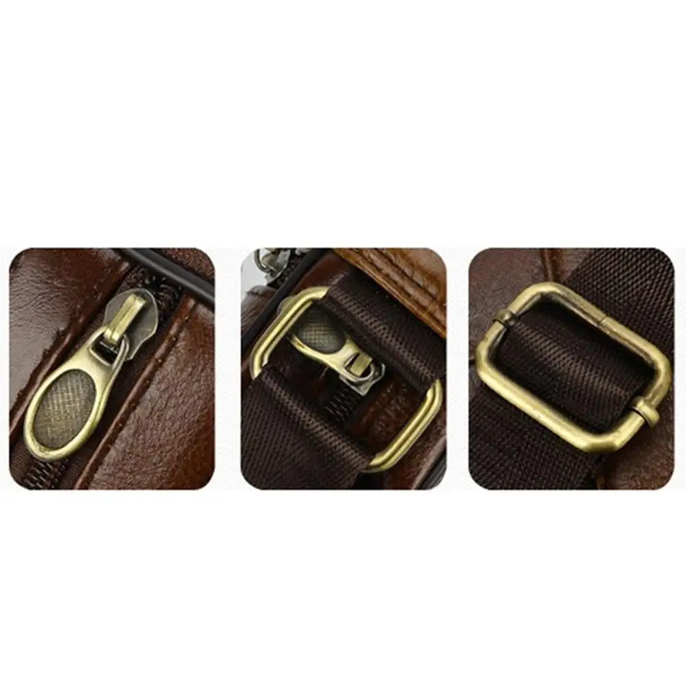 

Casual Man Chest Pack Cowhide Genuine Leather Male Crossbody Messenger Bags Fashion Multi-layer Zipper Waterproof Shoulder Bag