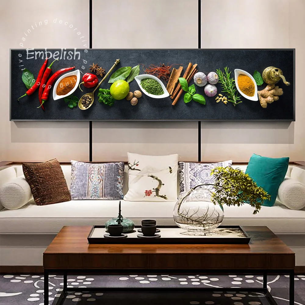 

Embelish 1 Pieces Large Wall Art Posters For Kitchen Home Decor Various Herbs And Spices HD Print Canvas Oil Restaurant Painting