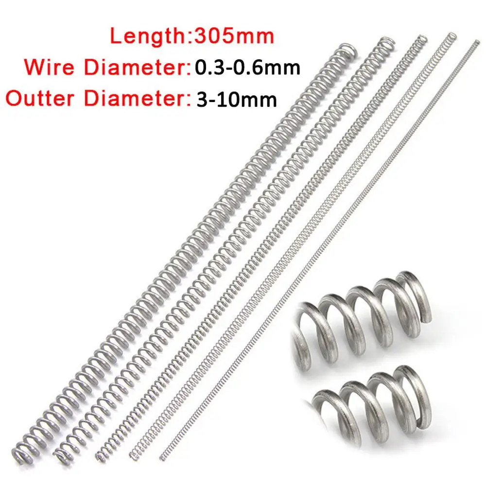

5Pcs 304 Stainless Steel Y-type Compression Spring Long Spring Wire Diameter 0.3-0.6mm Outer Diameter 3-10mm Length 305mm