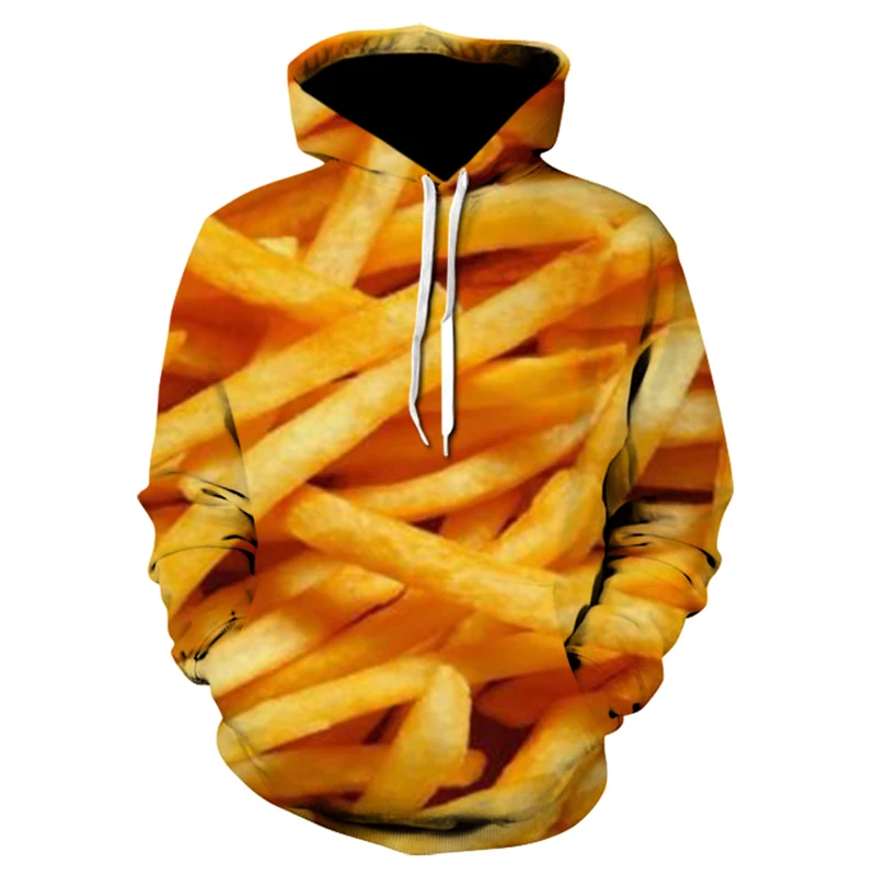 

Winter Fashion Sweatshirt Men / Women 3D Hoodie Print Fries Fast Food Slim Unisex Slim Casual Wild Hooded Mens Hoodies XS-5XL
