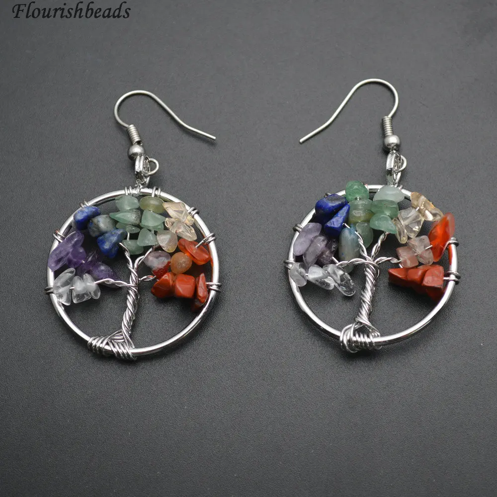 Микс из натурального камня чипсы чакры дерево жизни круглые очаровательные