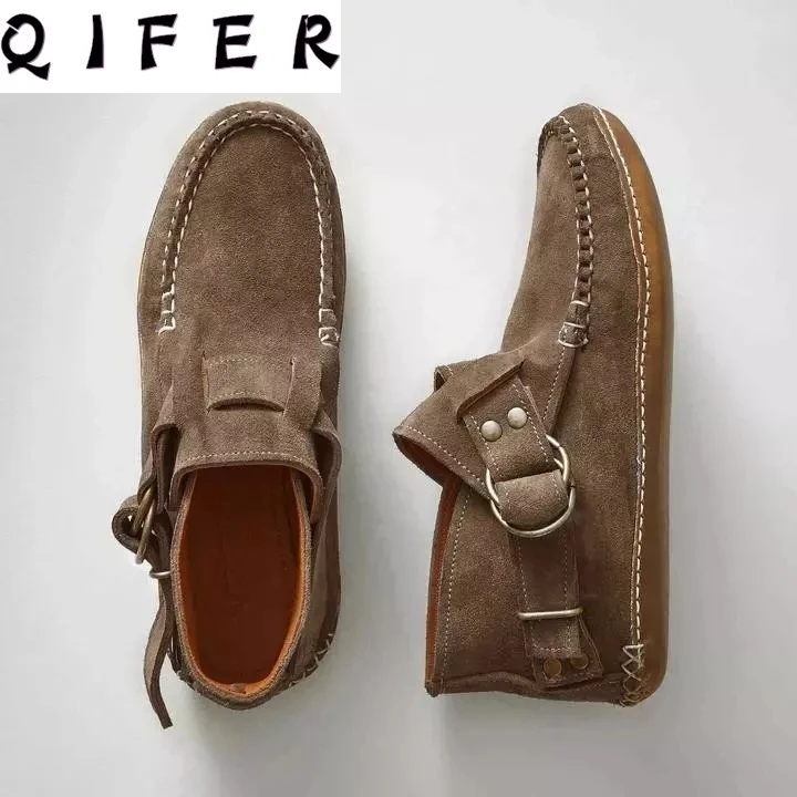 

Женские ботильоны с ремешком и пряжкой, с круглым ботинки 2020 женские сандалии со швами, теплая женская обувь на плоской подошве; Женская обу...