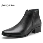 Ботинки JUNJARM мужские из натуральной кожи, Модные ботильоны челси, удобная черная обувь