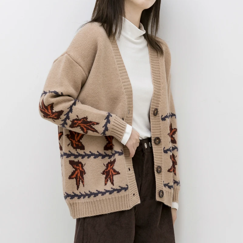 

Women Knitted Jacket Short Retro Elegant Single-breasted Cardigan Sweater Office Ladies Urban Loose Outside Knitwear Winter