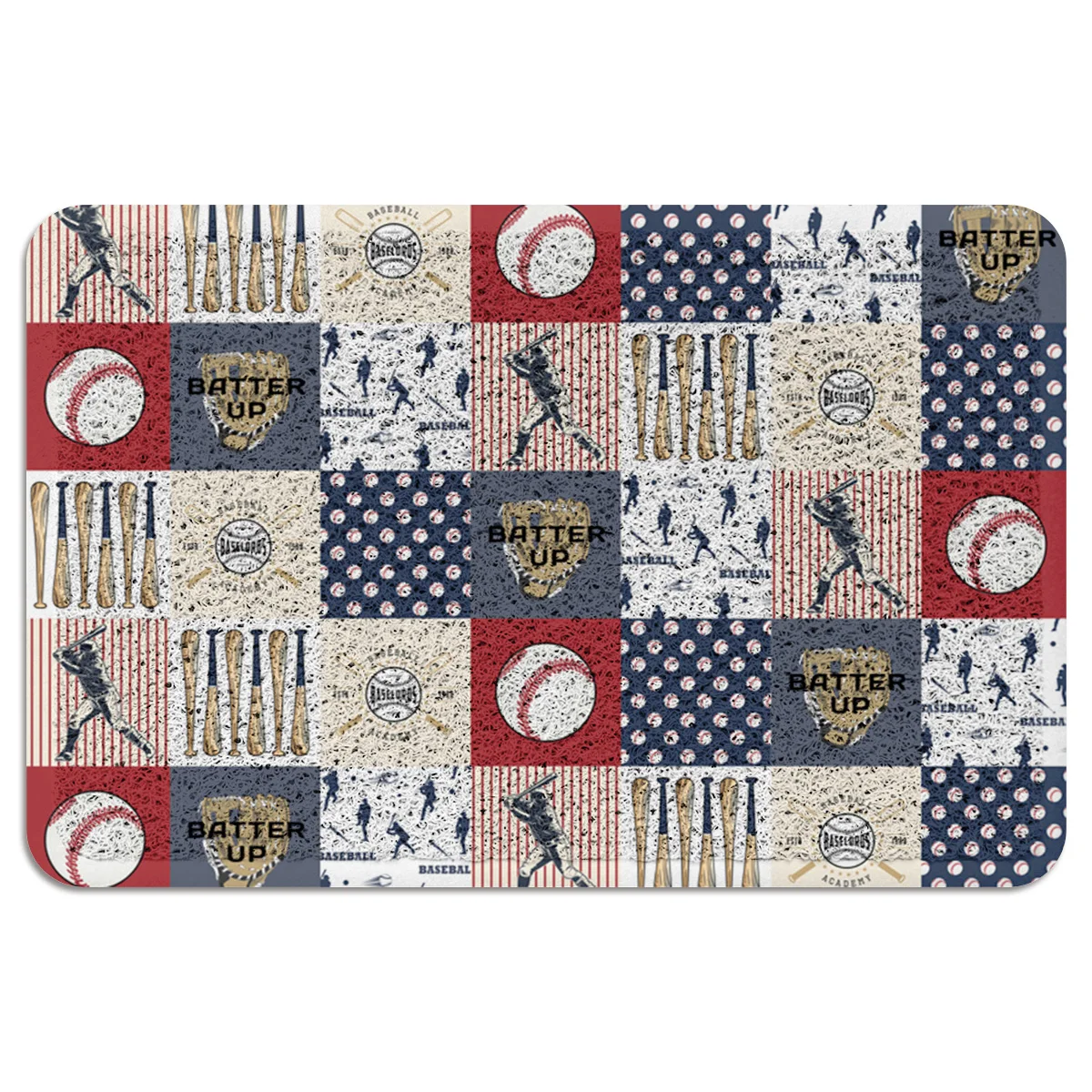 Бейсбольный Спортивный красный белый синий прочный резиновый коврик для двери