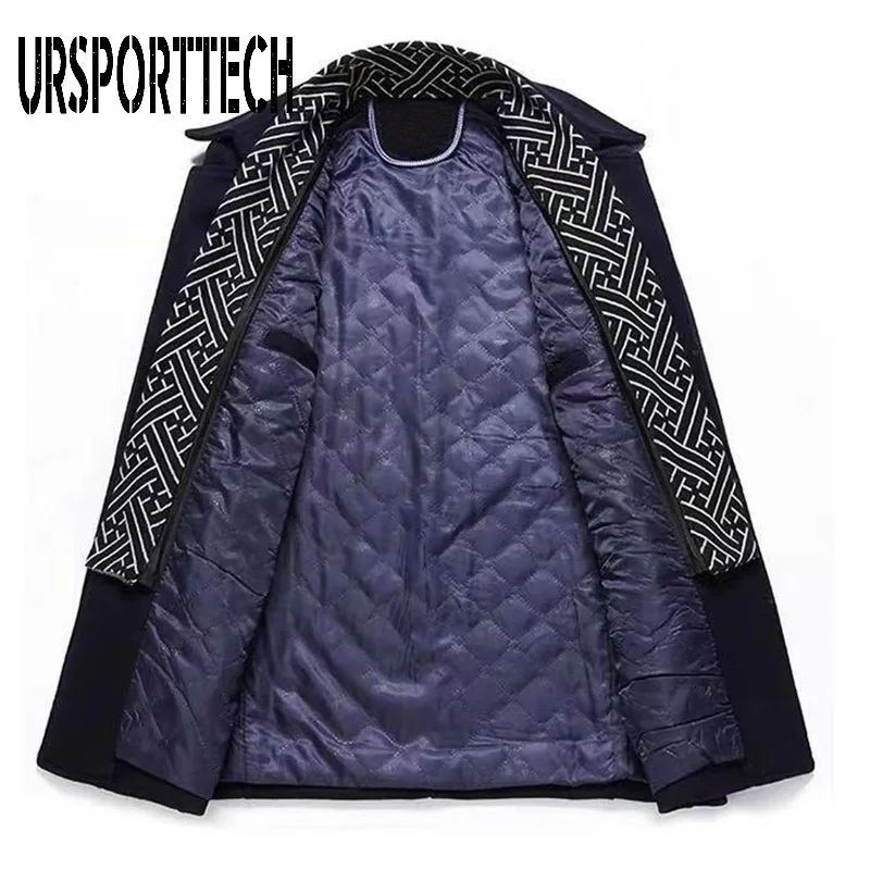 Зимнее шерстяное пальто для мужчин новое модное длинное средней длины с