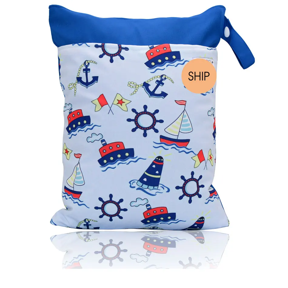 HappyFlute два кармана Wetbag, сумка для подгузников, двойная молния с ручкой - Цвет: ship