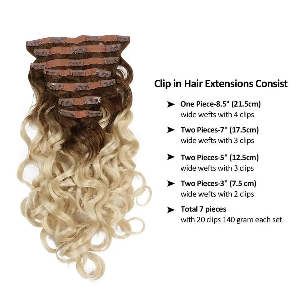 Beauty On Line Synthetic Clip in Hair Extensions Double Weft Body Wave 7 Pieces/Lot 24Inches T10/613 Color | Шиньоны и парики