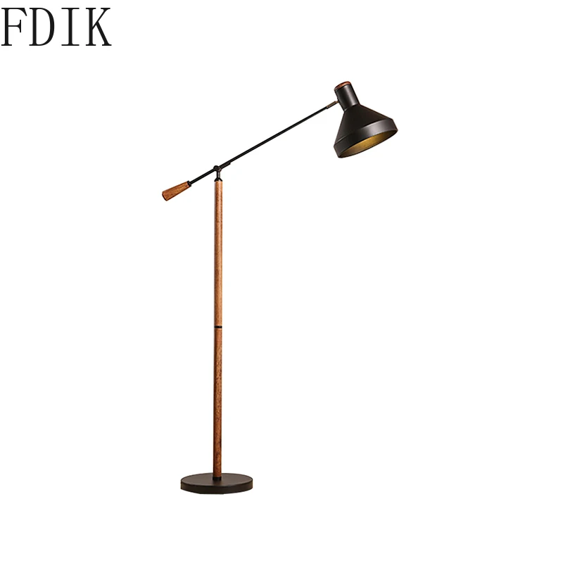

Industrial Metal Led Standing Lamps Minimalist Adjustable Wood Floor Lamp for Bedroom Living Room Vintage Decor Indoor Lighting