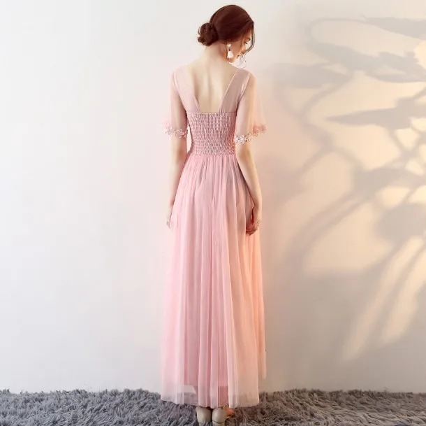 Длинные розовые платья для подружки невесты выпускное свадебное вечернее платье