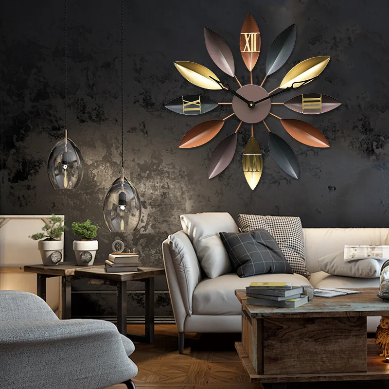 

Iron Art wall clock Retro Mute Watch Silent Large Hanging Wall Clock Home Living Room Bedroom Decor Best Gift