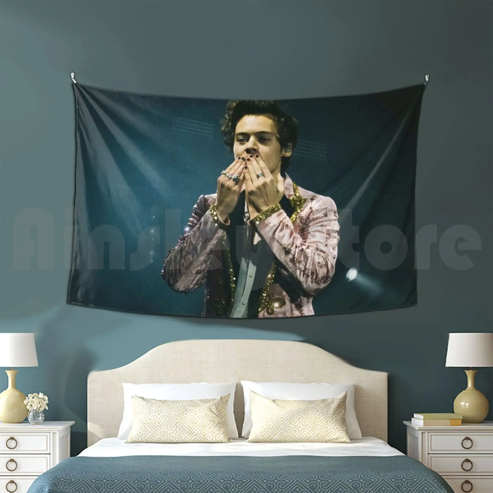 White Yellow Styles Customized Tapestry Handsome Sing Fun Cool Music Rap White Harry Hiphop Meme Pop