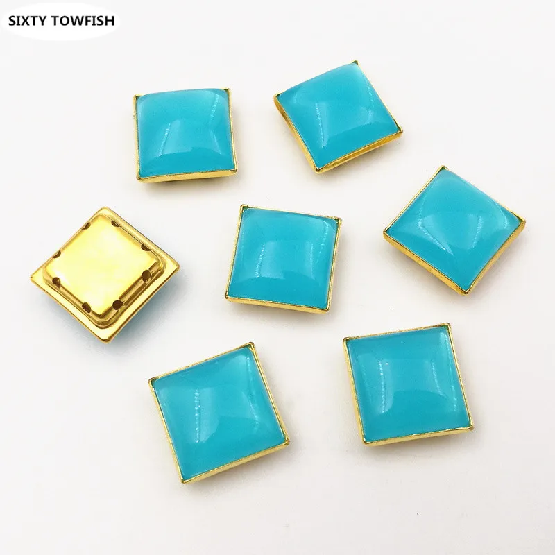 

PEMODOX 50 pieces/pack DIY Jewelry Clothing Shoe Bag Accessories Sewing Supplies 12 mm Square Shape Acrylic Hand-sewn Buttons