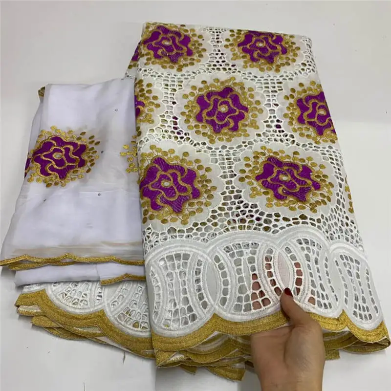

5 +2 Y Dry Lace Fabric Latest Heavy Beaded Embroidery African 100% Cotton Swiss Voile Popular Dubai Style For Party ! LGM32506