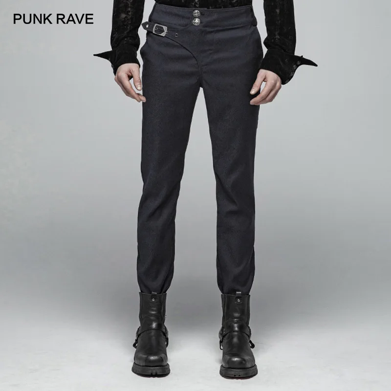 

Брюки мужские жаккардовые в стиле панк-рейва, простые тёмные брюки в готическом стиле, вечерние регулируемые штаны для выступлений и клубов