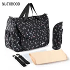 Водонепроницаемая сумка MOTOHOOD для детских подгузников, сумка для мам с цветами, сумка для коляски, многофункциональная сумка для пеленок, сумка для мам