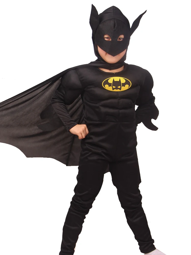 

Boy Costume Batboy Dark Knight Muscle Anime Kids Cosplay Muscle Children's Costume With Mask Holloween Carnival Party Clothing
