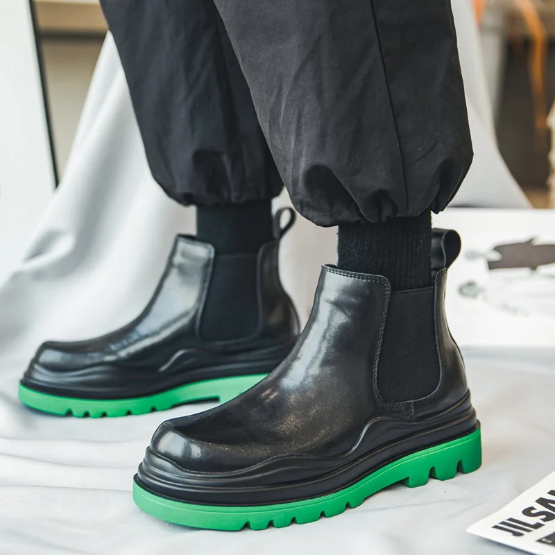 

Новинка осени 2021ss Винтажные ботинки челси на толстой подошве в британском стиле мужские Ботинки Martin мужская обувь мужская повседневная обу...