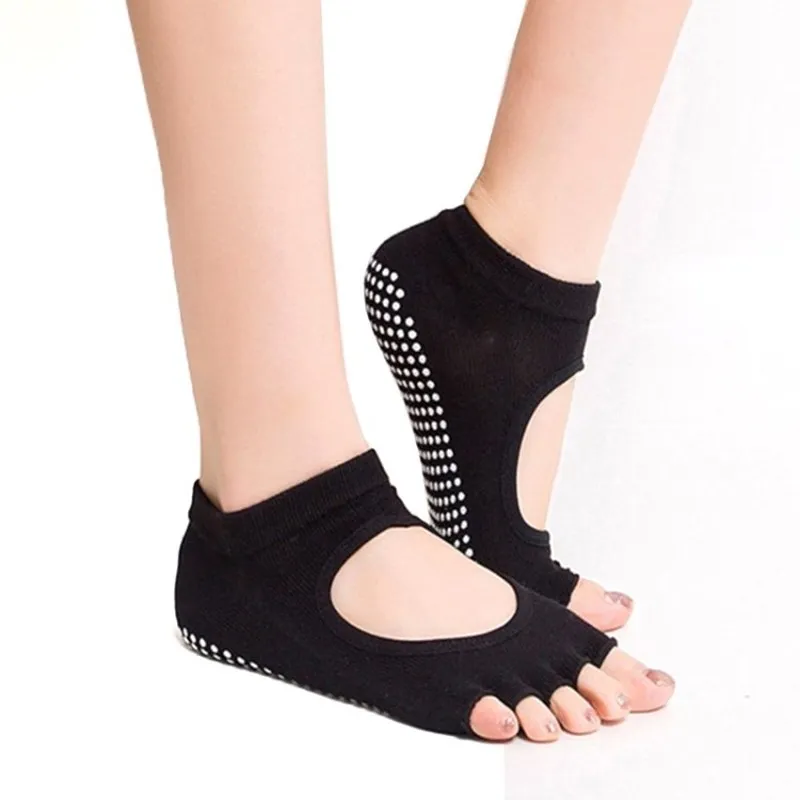 

New Women Yoga Socks Anti-slip Five Fingers Backless Silicone Non-slip 5 Toe Sock Ballet Gym Fitness Sports Comfort Cotton Socks