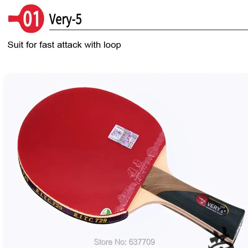 Original 729 finished racket Very-5 loop with fast attack table tennis ping pong racquet pimples in for both side | Спорт и