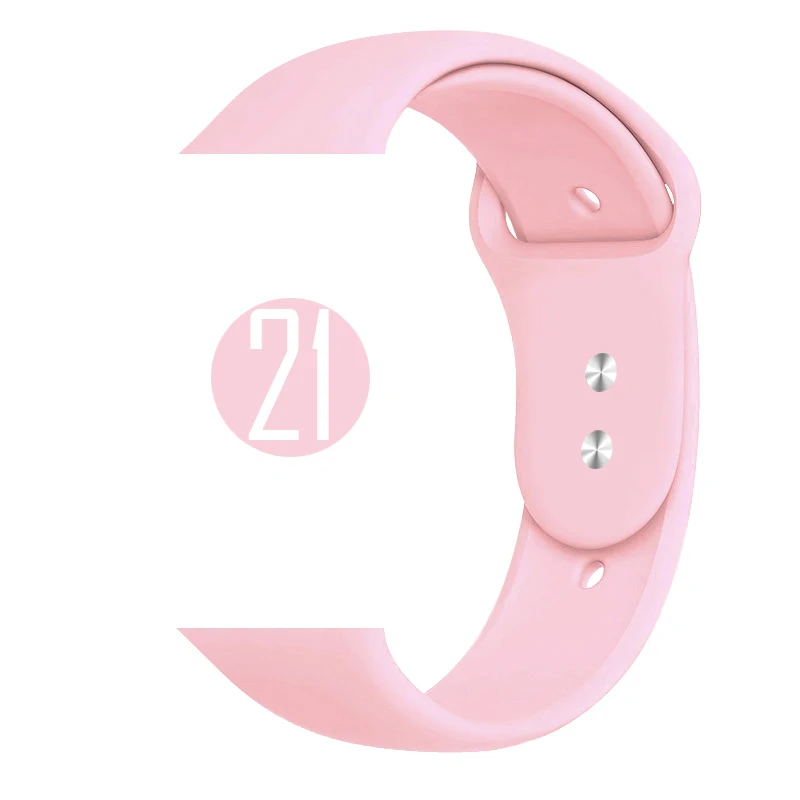 21 Light Pink Цветной мягкий силиконовый спортивный ремешок для Apple Watch Series 5 4 3 2 1 38 мм 42 мм резиновый ремешок для часов iWatch 5 4 40 мм 44 мм - Цвет ремешка: 21 Light Pink