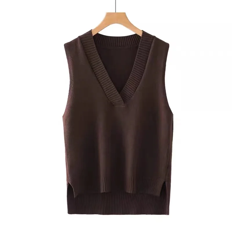 

V-neck knitted vest women's sweater autumn and winter new Korean loose wild sweater vest sleeveless sweater