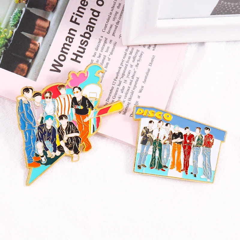 KPOP Bangtan Boys брошки эмаль Pin диско брошь для сумочки и шляпы одежда значки на лацкан