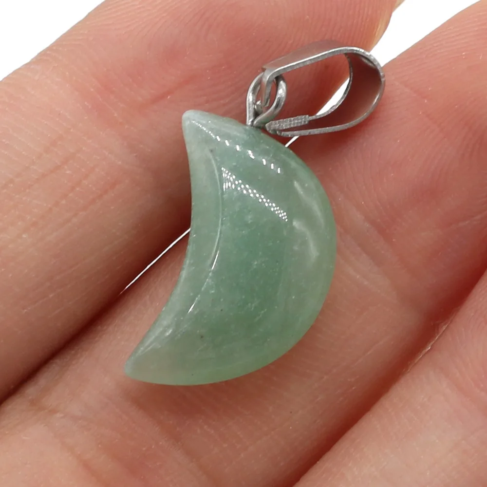 

2pcs Natural Stone Agates Quartz Moon Shape Gold Sand Yellow Jades Pendant for DIY Necklace Earrings Accessories Jewelry Making