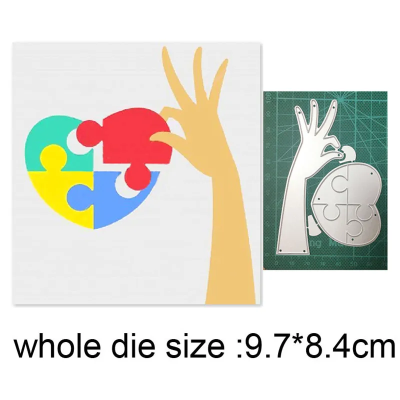 

metal cutting dies cut die mold Hand Holding Puzzle Heart Decoration Scrapbook paper craft knife mould blade punch stencils dies