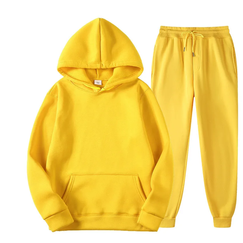 

Brand sets solid color casual hoodies + fitness pants men women autumn winter warm sweatpants tracksuit joggers sports clothing