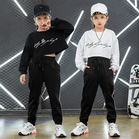 kid hip hop clothing crop top long sleeve t shirt tracksuit jogger sweat pants for girl boy dance costume clothes streetwear