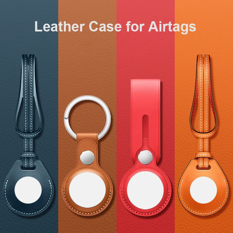 

Leather Case For Apple Airtags Protective Cover For Apple Locator Tracker Anti-lost Device Keychain Protect Sleeve Hangable