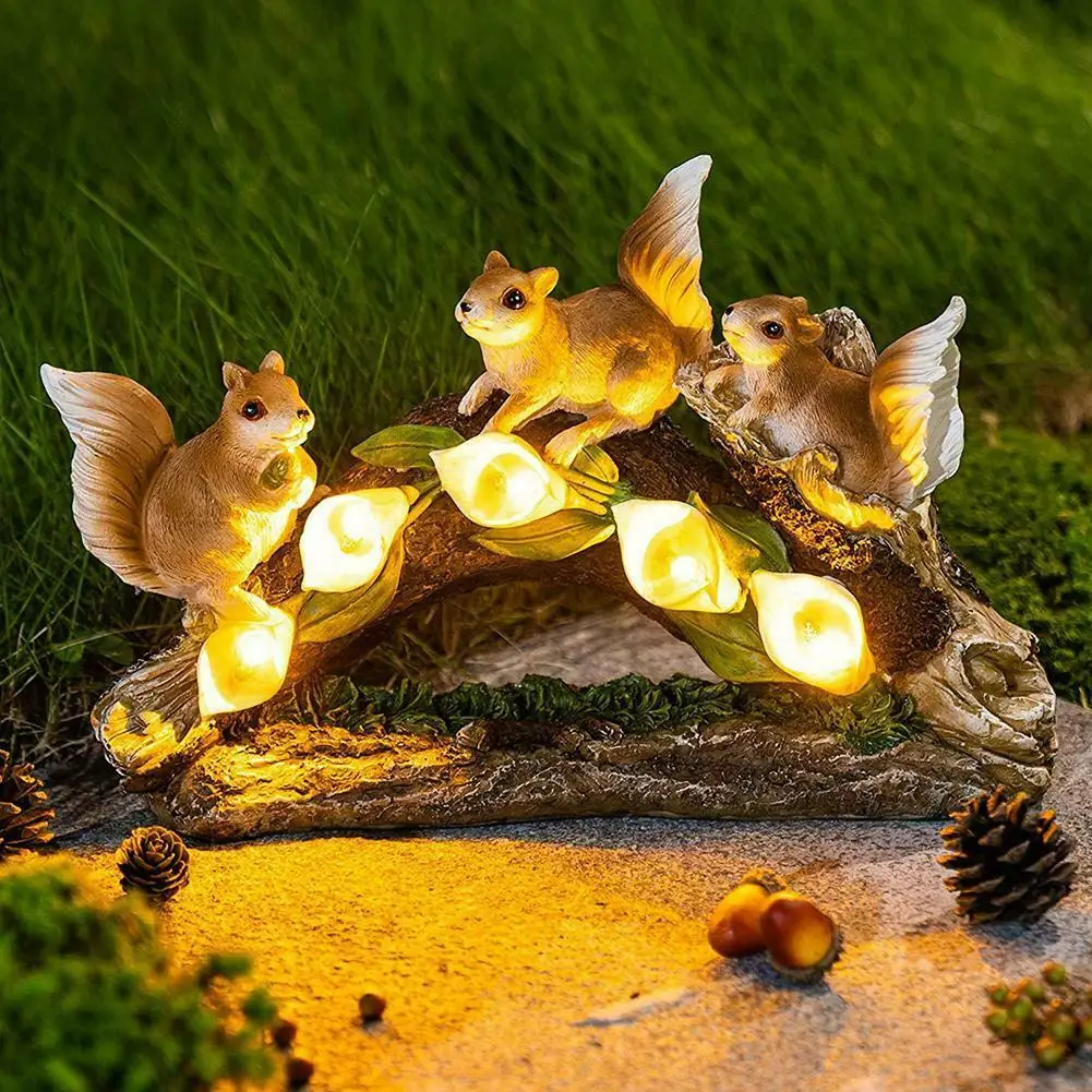 

Solar LED Garden Squirrels Resin Decoration Crafts Gardening Sculpture LED Lawn Lamp for Courtyard Landscape FAS6