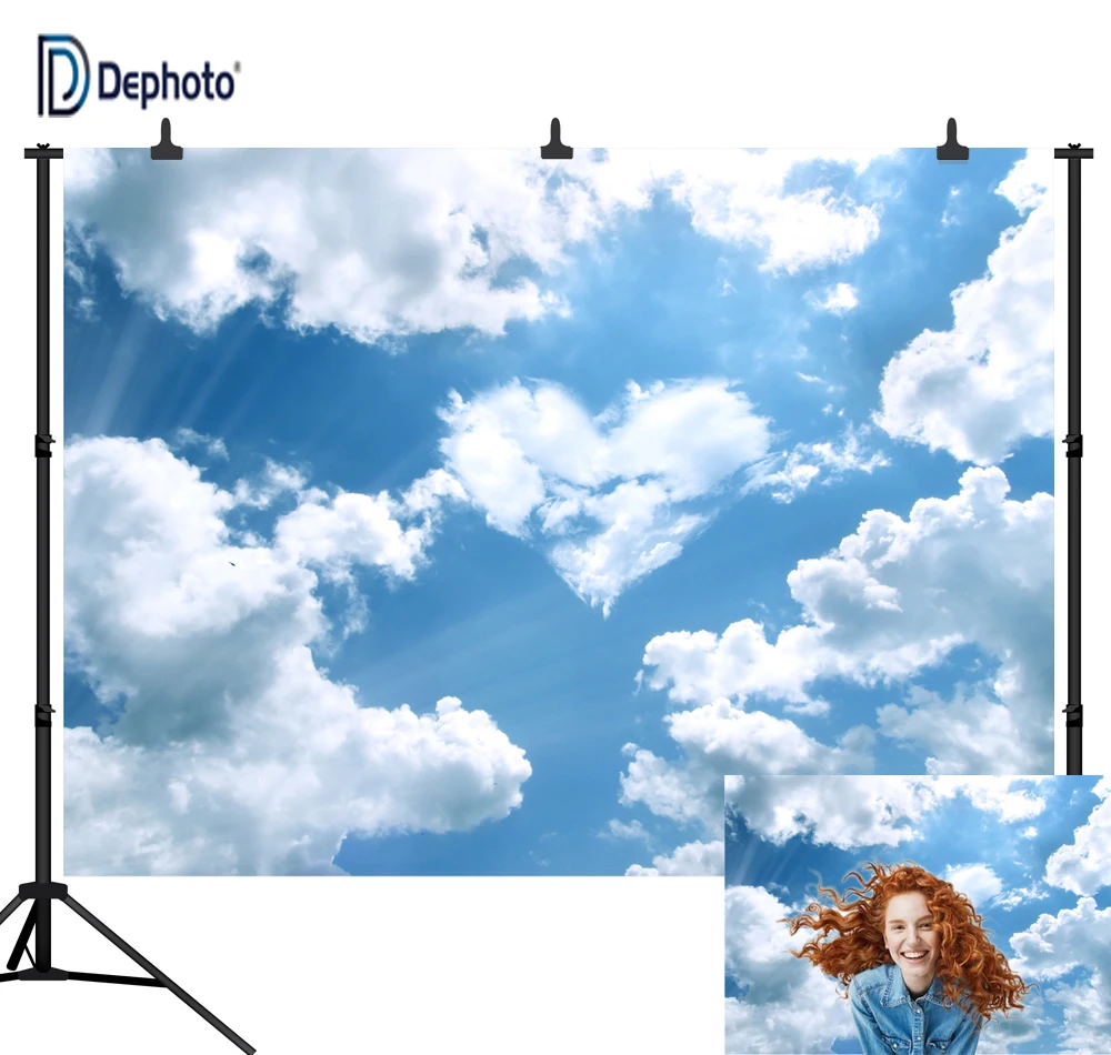 DePhoto в форме сердца голубое небо белые облака художественные фотографии