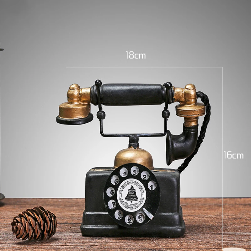Desktop Retro Telephone Model Creative Antique Figurine Decor Bar Window Decoration Props Home Crafts | Дом и сад