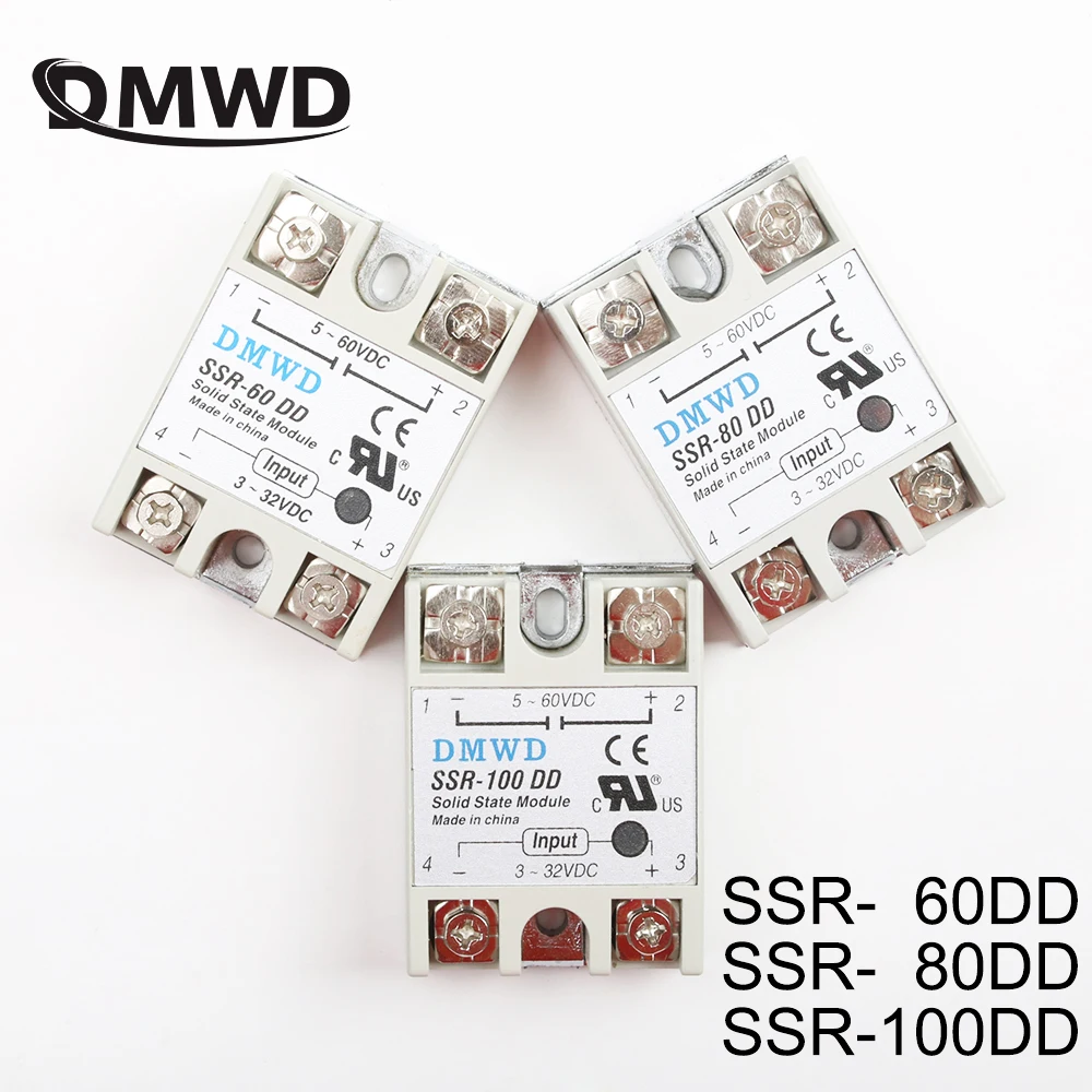 Твердотельные реле SSR-60DD SSR-80DD, 60 А, 80 А, 100 А переменного тока, 3-32В постоянного тока до 5-60в постоянного тока, SSR, 60AA, 80AA, 100AA