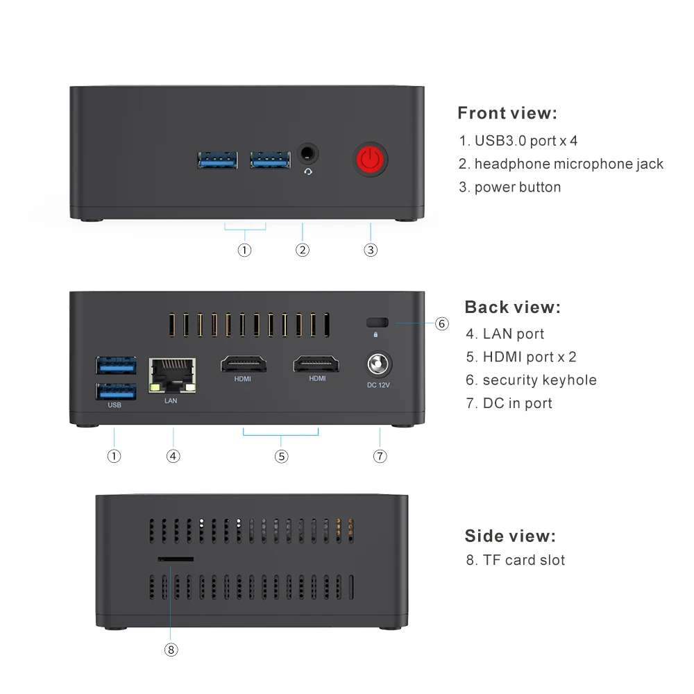 Beelink AP45 офисный мини ПК Intel Pentium J4205 2 6 ГГц 8 Гб LPDDR4 128 ГБ eMMC Windows10 4 Двойной Wi Fi LAN 1000 м 4K