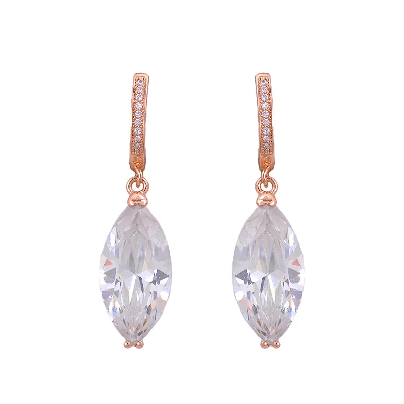Rose Gold Isholee золото 585 воды циркониевая капля Висячие серьги для женщин Корейская свадьба минимализм дизайнерские серьги Роскошные ювелирные изделия esp70 - Окраска металла: Rose Gold